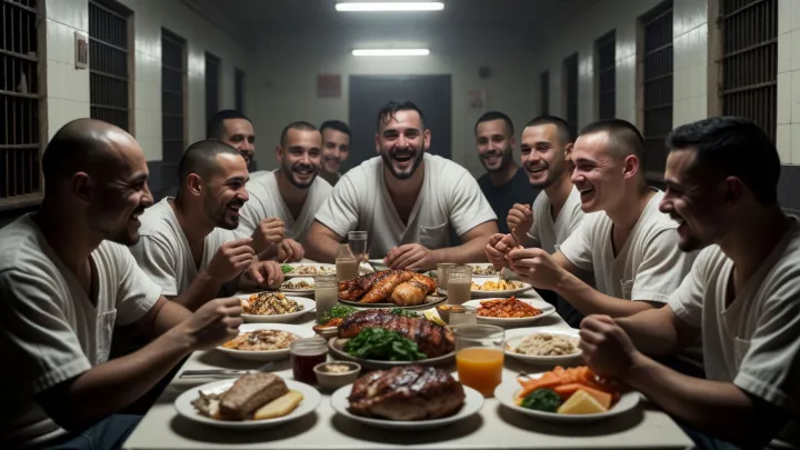 А для террористов из Крокуса тоже праздник устроили? Шикарный банкет заключённых